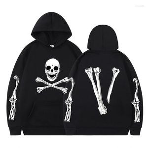 Herren Hoodies Langarm Casual Punk Style Damen Hoodie Totenkopf Top Gothic Tiefschwarz Lose Ulzzang Mode Paar Sweatshirt