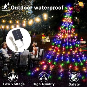 Other Home Decor Outdoor Christmas Decorations Solar Star Light String 350 LED Tree 8 Modes for Yard Festival Valentine Party Wedding 230919