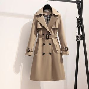 Jaquetas femininas Mulheres Casacos e Outono Mid Comprimento Trench Coat Coreano Moda Inverno Roupas Cinto para 230920