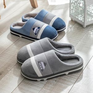 Slippers Women Winter Warm Men Classic Stripe Flats Soft Thick Plush Shoes Couples Indoor Home Bedroom Floor Furry Footwear