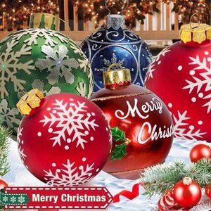 Party Decoration Party Decoration 60cm Christmas Ball Ornaments Creative Tree Decorations Hushåll utomhus Fun PVC Uppblåsbar leksak utan Lightl2030920