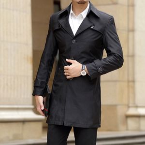 Män blandar Thosine Brand Spring Autumn Men Trench Coats Long Superior Quality Button Man Fashion Outwear Jackets Smart Casual 230920