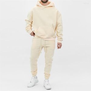 Tute da uomo 2023 Tuta sportiva Felpa con cappuccio e pantaloni sportivi 2 pezzi SET Moda stampata Autunno Inverno Causuale Addensare