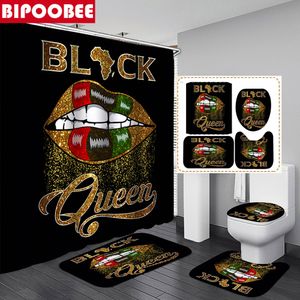 Shower Curtains Sexy Lips Fabric Shower Curtain Waterproof Durable Bathroom Curtains Set Back Bath Mat Set Toilet Lid Cover Anti-slip Carpet 230919