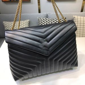 457014 Designer Handväskor Hot Square Fat Loulou Chain Bag Real Leather Women's Handbag Storkapacitet axelpåsar 38 cm högkvalitativa quiltade messenger handväskor