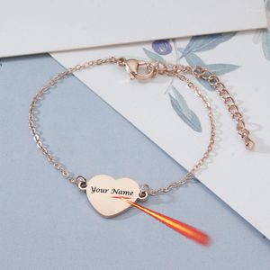 Charm Bracelets Custom Personalised Heart Bracelet For Women Stainless Steel Charms Engraved Jewellery