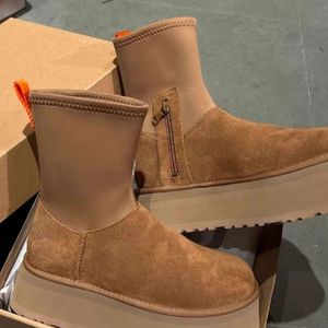 Botas de desenhista para mulheres Austrália Bota de neve Tazz Tasman Chinelos Moda Ultra Plataforma Botas Inverno Camurça Lã Senhoras Quente Pele Ankle Bootes NO476