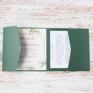 Karty pozdrowienia Zaproszenie Wed ZAPISZ DZIEŃ DIY ZAPRUSZENIE KARTA TRIFOLD POIELI POTÓRYSKIE DRUKOWANIE Mat Pearl Paper Multi Colours 50 zestawów 230919