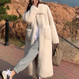 Women's Fur Faux Fur 2023 New Mid length version over the knee loose Coat Women Imitation Mink Fur outwear thicken warm outcoat fashion casual parkas L230920