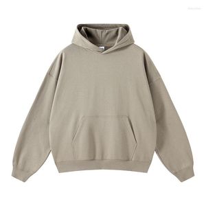 Herrtröjor 2023 Autumn/Winter Solid Color Dubbel linje 400G överdimensionerad tjock hoodie mode män/kvinnor tröja