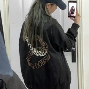 Women's Jacket Bomber Fashion Spring Jackets med fickor Vintage Kvinnlig långärmad avslappnad kappa i ytterkläder toppar 230919