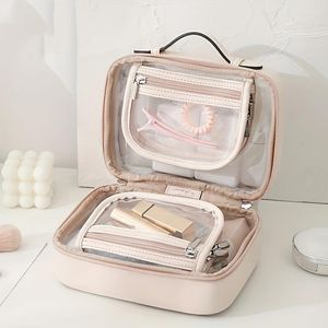 Torebki kosmetyczne Yanzai Wodoodporna podwójna warstwowa storagetranspirujna worka Make Up Case Travel Beauty Wash Organizer Zestaw Zestaw Organizator