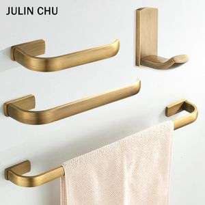 Juego de accesorios de baño Juego de accesorios de baño de bronce Soporte para rollo de papel higiénico cepillado de latón antiguo Anillo para riel de toalla de baño Gancho para bata montado en la pared 230920