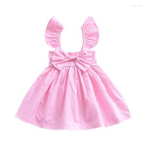 Girl Dresses Girls 2023 Spring Children's Wear Sweet Flying Sleeve Bow Sleeveless Vest Dress