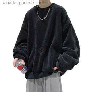 Men's Hoodies Sweatshirts New Flannel Plush Youth Men Sweatshirt Autumn Winter Clothes O Neck Japanese Style Fashion Thicken Daily Warm Pullover CoatL230920