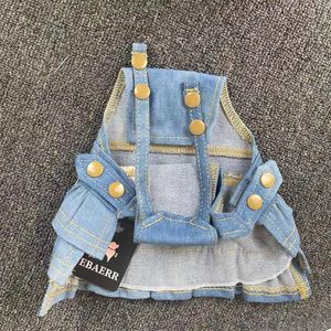 Hundkläder denim jeans klänning jumpsuit kappa jacka pojke flicka kläder par husdjur outfit valp dräkt overaller dropship 210809236w