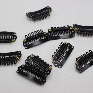 Fermagli per capelli 30 clip a pettine in silicone a 6 denti in metallo nero da 28 mm per parrucca di estensione