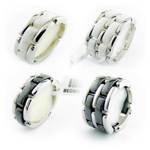 Fashion Jewelry Women Love Ring Double Row And Single Row Black White Ceramic Rings For Women Men Plus Big Size 10 11 12 Wedding R251W