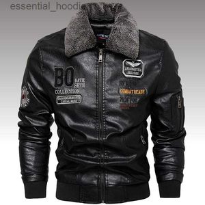 Pelliccia da donna Pelliccia sintetica Pile invernale Giacca da moto vintage Finta da uomo Ricamo Collo di pelliccia staccabile Biker PU Giacche in pelle Cappotto bomber Soprabito L230920