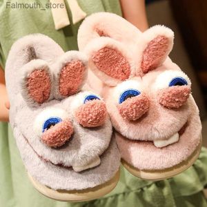 Slippers Cartoon Cute Bucktooth Rabbit Cotton Shoes Thickened Thermal Package in Winter Root Lovers Funny Slippers Men and Women Q230920