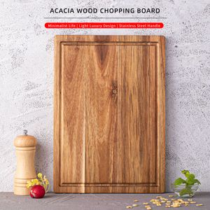 Hackblock Acacia Wood Choping Board Solid Wood Double-Sided Cheese Rectangular Cut Fruit Choping Board 230920