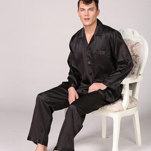 Men's Sleepwear Mens Stain Button Pajama Sets Men Nightwear Home Clothing Soft Cozy Black Striped Printed Pyjamas