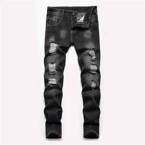 Jeans Boys' Straightleg Ripped Children Washed Distressed Stretch Denim Trousers Big Kids Casual Pants 516y 230920