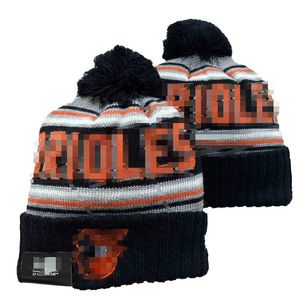 ORIOLES Berretti Berretto QS Lana Caldo Sport Cappello lavorato a maglia Hockey Squadra nordamericana A righe Linea laterale USA College Cuffed Pom Hats Uomo Donna