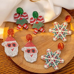 Nya härliga julmössliga droppörhängen för kvinnor glitter akryl snögubbe snöflinga Xmas droppörhängen smycken gåvor