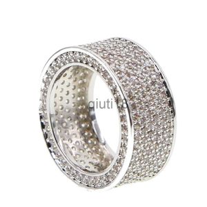 Band Rings Wedding engagement band ring for men boy gift micro pave cz full band Classic silver plated hip hop Rock jewelry x0920