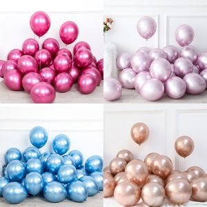 Decorazione del partito 30 pezzi / set 10 pollici nuovi palloncini in lattice di perle di metallo rosa caldo lucido oro rosa spesso cromato metallizzato palline gonfiabili Globos 230920