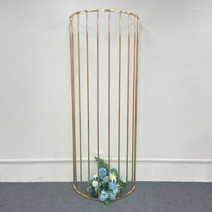 Party Decoration 100/200cm Metal Gild Wedding Line Semicircle Arch Screen Flower Stand Backdrop Gold Plated Frame Event Stage Floral Shelf