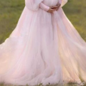 Maternity Dresses New Pregnant Women's Large Women's Bubble Shoulder Mesh Long Dress Large Swing Dress