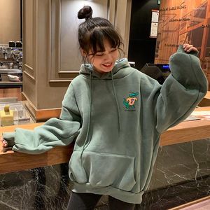 Women's Hoodies Sweatshirt Autumn And Winter Loose Korean Version BF Plush Thickened Casual Simple Em