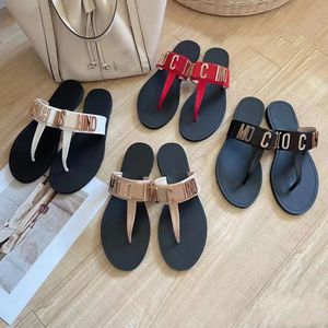 Designer Slippers Women's Casual shoes Sandals slides Real Leather Summer Metal letter Rubber sole Calf leather Sheepskin lining Flat bottom flip flops Slippers