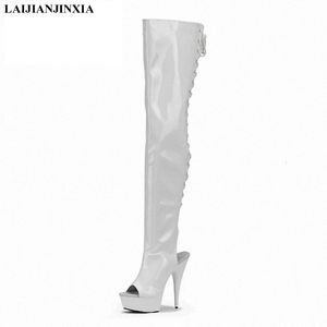 Boots LAIJIANJINXIA Sexy OvertheKnee Boot 15Cm Heeled Platform Pole Dance Shoes Evening Party Night Club Ladies Modern 230920