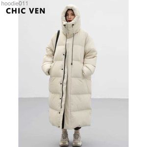 Women's Down Parkas CHIC VEN Women's Down Coats Korean Loose Hooded Thick Warm Long Down Jacket Winter Coat for Women Female Parkas Outerwears 2022 L230920