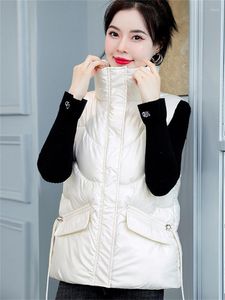 Gilet da donna cappotto in cotone senza maniche luminoso gilet da donna 2023 autunno inverno moda gilet corto allentato Feminina