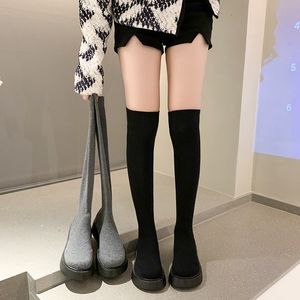 Boots Over Knee Boot's Autumn and Winter Thick Bottom Round Head High Tube Elastic Thin Women's Socks 230920