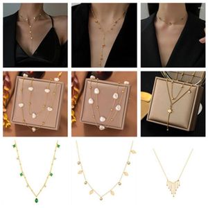 Chains 316L Stainless Steel 12 Multiple Different Styles Geometry Tassel Clavicle Chain Necklaces For Women Fashion Fine Jewelry N935