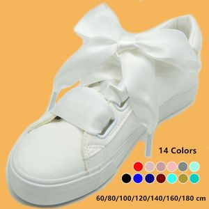 Shoe Parts Accessories 4 cm Widened Silk Satin Shoelaces Smooth Big Bow Wide Laces Trend Beauty White Casual Sneaker Leather Shoes Laces Dropship 230920