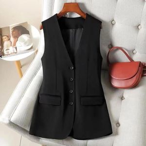 Frauen Westen 2023 Weste Jacke Mode Ärmel Tasten Blazer Mantel Koreanische Büro Dame Femme Weste Tops Plus Größe