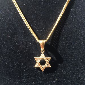 Men Stainless Steel Gold Star of David Necklace Hip hop Punk Style Classic Six-pointed Hexagram Pendant Necklace Chain Jewelry284d