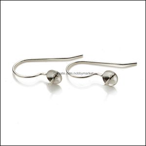 보석류 설정 Fishhook Earring Blank Base Simple Earwire 925 Pearl Party Del Dhgarden Otdwq를위한 Sterling Sier Jewelery DIY 발견