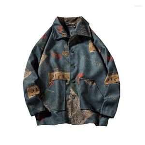 Herrenjacken 2023 Retro-Wollmantel Herren-Wintertrend Große Größe Lose-Spaper-Print-Jacke