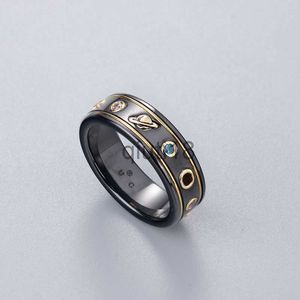 Pierścienie zespołowe Czarne białe ceramiczne klaster pierścionki zespołu Bague Anillos dla mężczyzn i kobiet zaręczynowych para biżuterii Prezent x0920