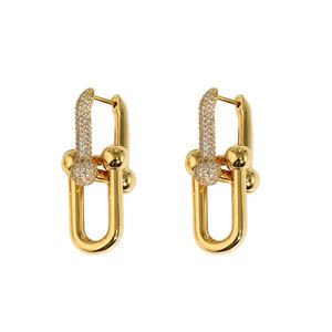 Dangle & Chandelier tiff HardWear series Earrings rose the same styleany Co Back clasp with diamond earrings splicing highquality251E