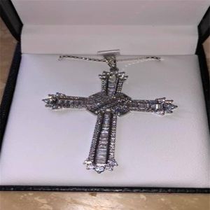 Vintage Long Cross Wisiant Naszyjnik 925 SBRINLING SREBRNY 5A CYRIKON CZ Party Wedding Cross Cross for Women Men Luxury Jewelry258c