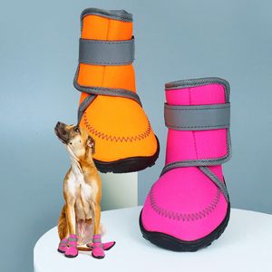 ペット保護シューズ小犬用防水防止防止防止犬Chihuahua Puppy Walking Orange Snow Boots Medium Large 230919