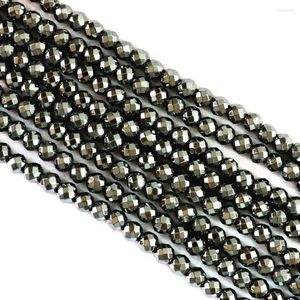 Beads High Grade Black Hematite Stone Fashion 4mm 6mm 8mm 10mm 12mm Round Faceted Loose Diy Jewelry B246